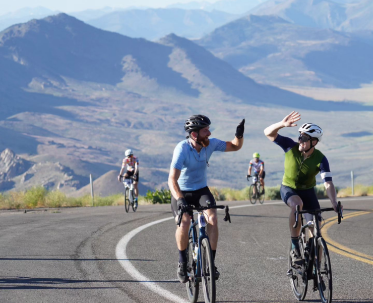 road cyclists at death ride tour of CA alps