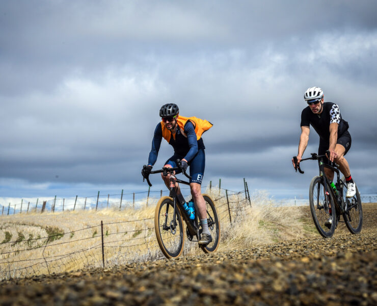 Gravel riders racing in the Gorge Gravel race in Oregon.