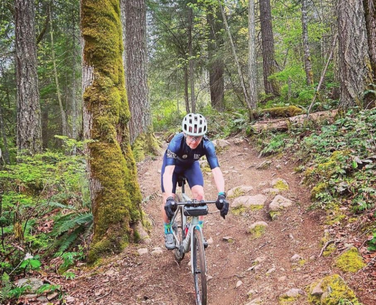 gravel cyclist at belgian waffle race british columbia