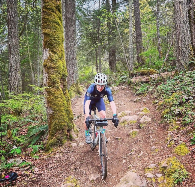 gravel cyclist at belgian waffle race british columbia