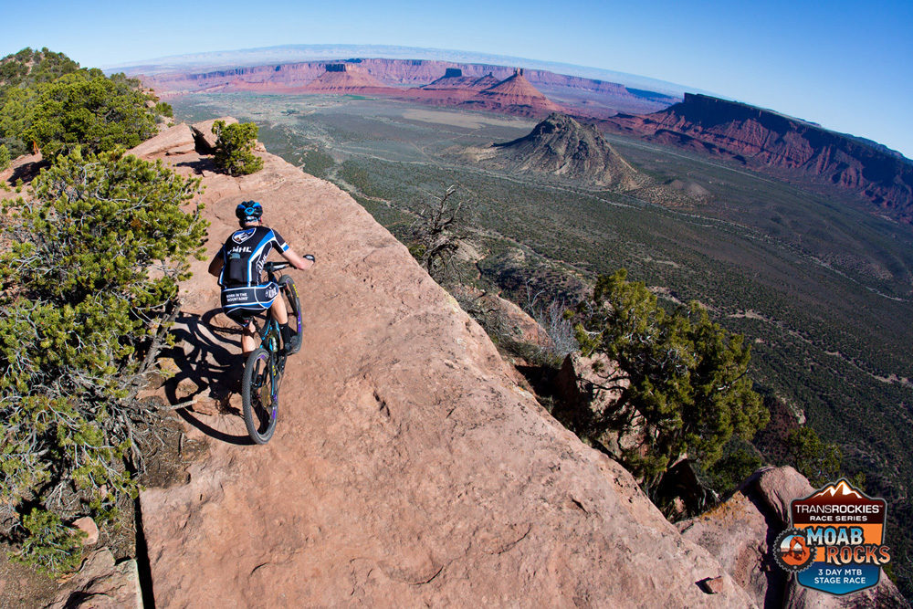 mountain biker at moab rocks