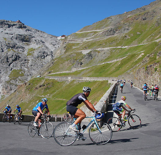 Riders on Stelvio Pass Climb