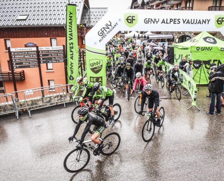 Start/Finish line at GFNY Alps