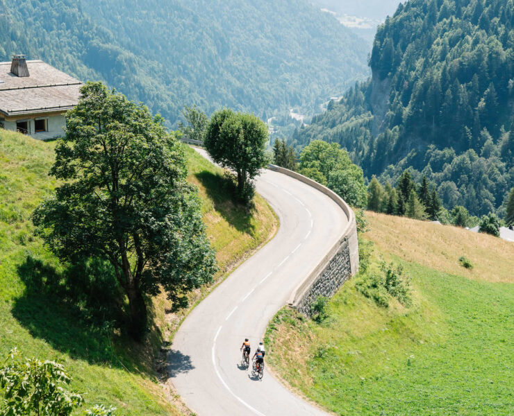 Participants on ascent of climb during Tour of Mont Blanc