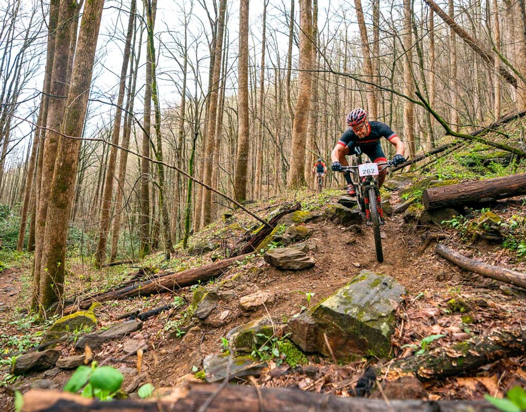 home2 Solo rider on rocky descent