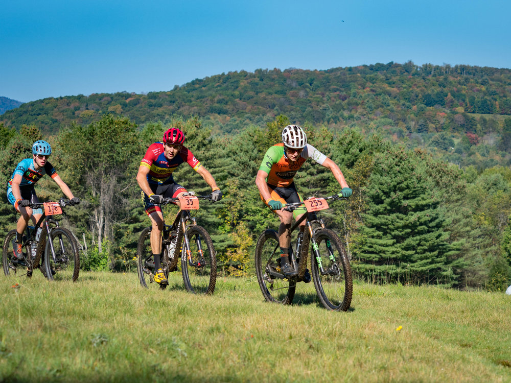 Group of riders on trail in Vermont 50