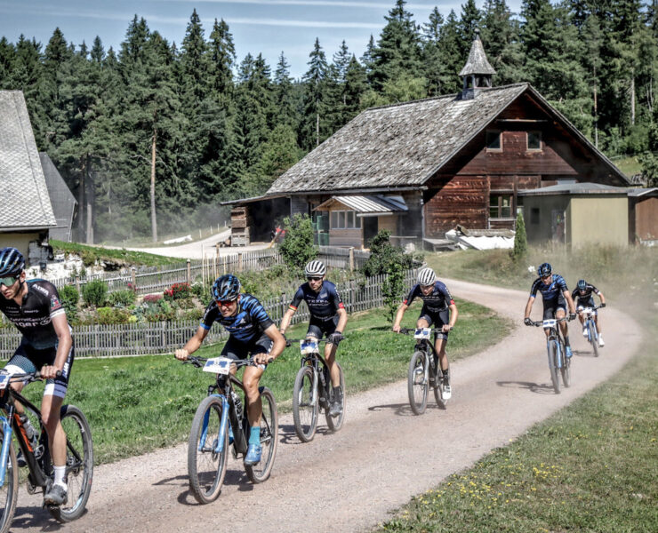 Pack of riders coming in Hero Black Forest event