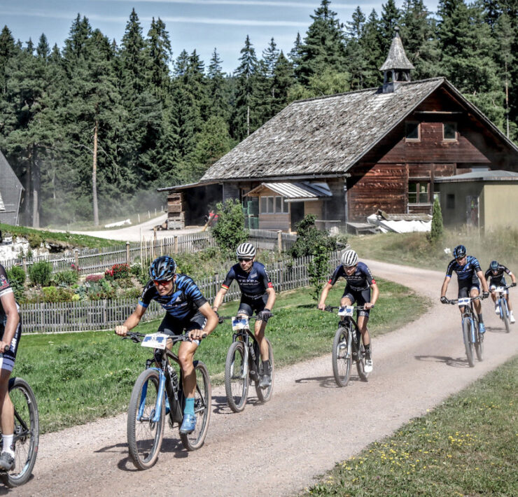 Pack of riders coming in Hero Black Forest event