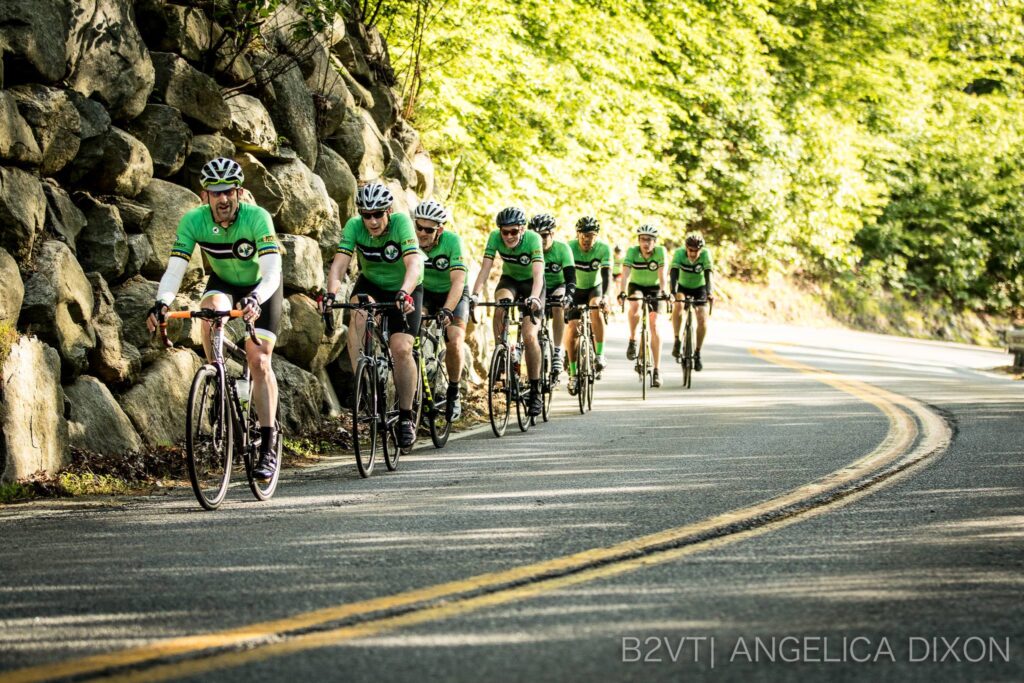 Riders in a pace-line in B2VT Ride