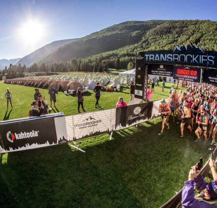 Runners at start of TransRockies run
