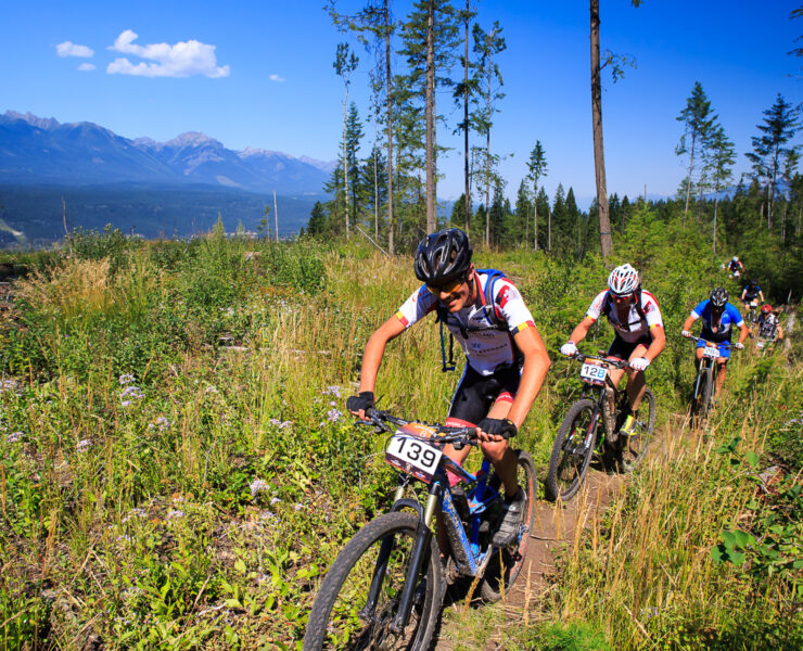 Racers on Golden Rush MTB single track