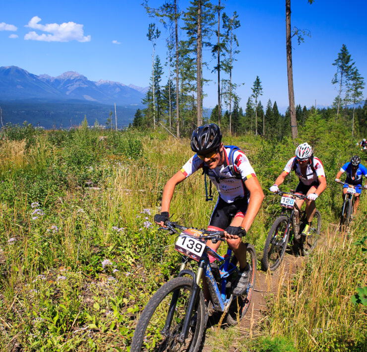 Racers on Golden Rush MTB single track