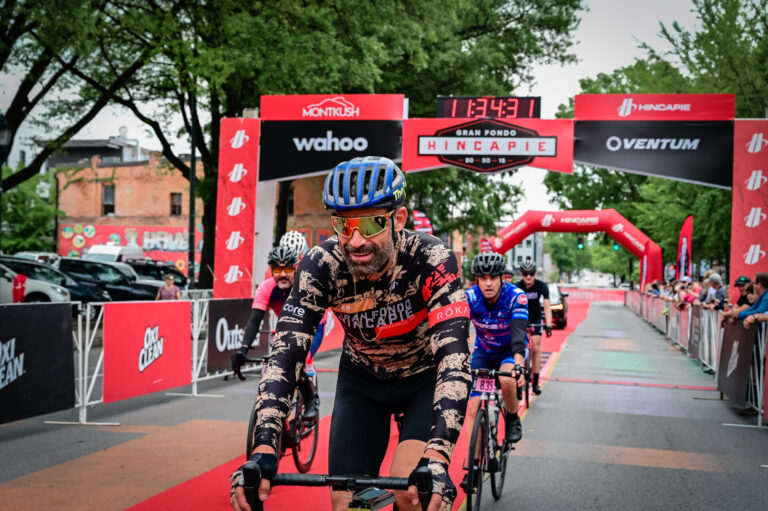 George Hincapie finishing his namesake gran fondo in Chattanooga