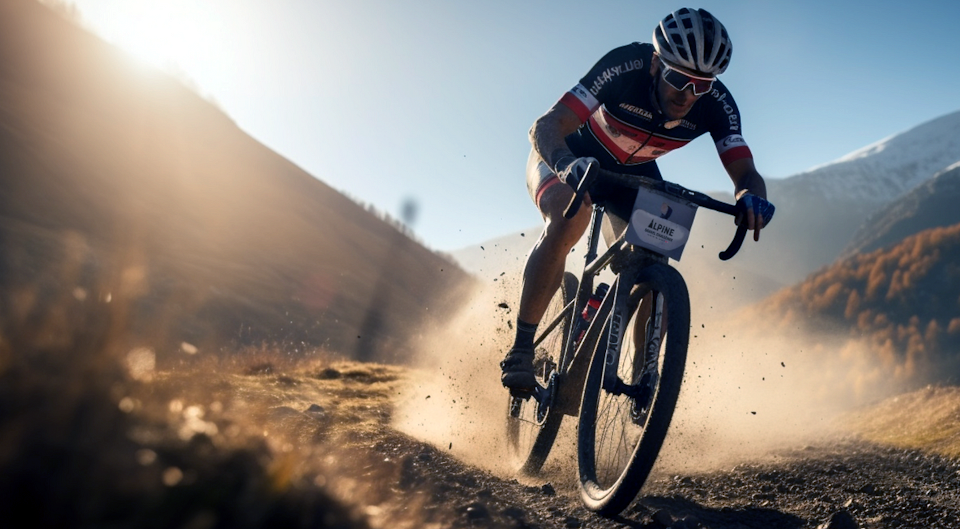 Rider on descent and Alpine Gravel Challenge