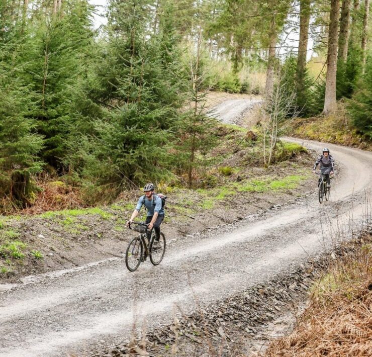 Riders on gravel road in North Wales