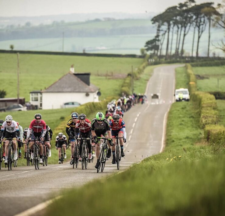 Pack of riders on Gran Fondo Ireland course