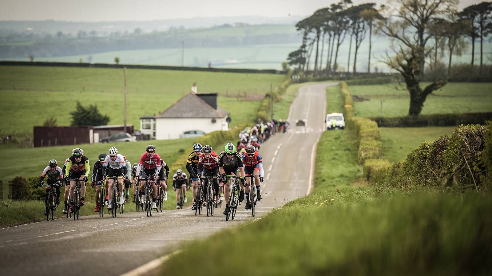 Pack of riders on Gran Fondo Ireland course