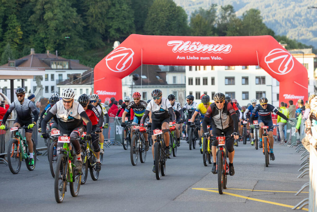 Riders starting Iron Bike Race