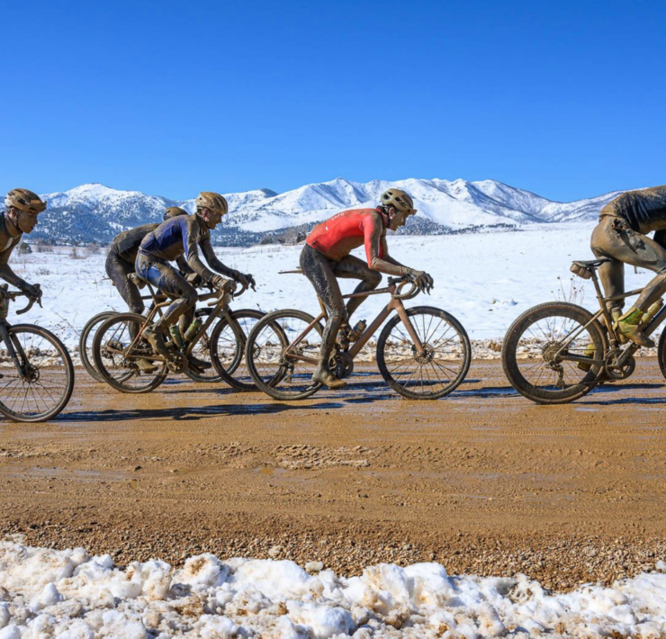 gravel cyclists at old man winter rally